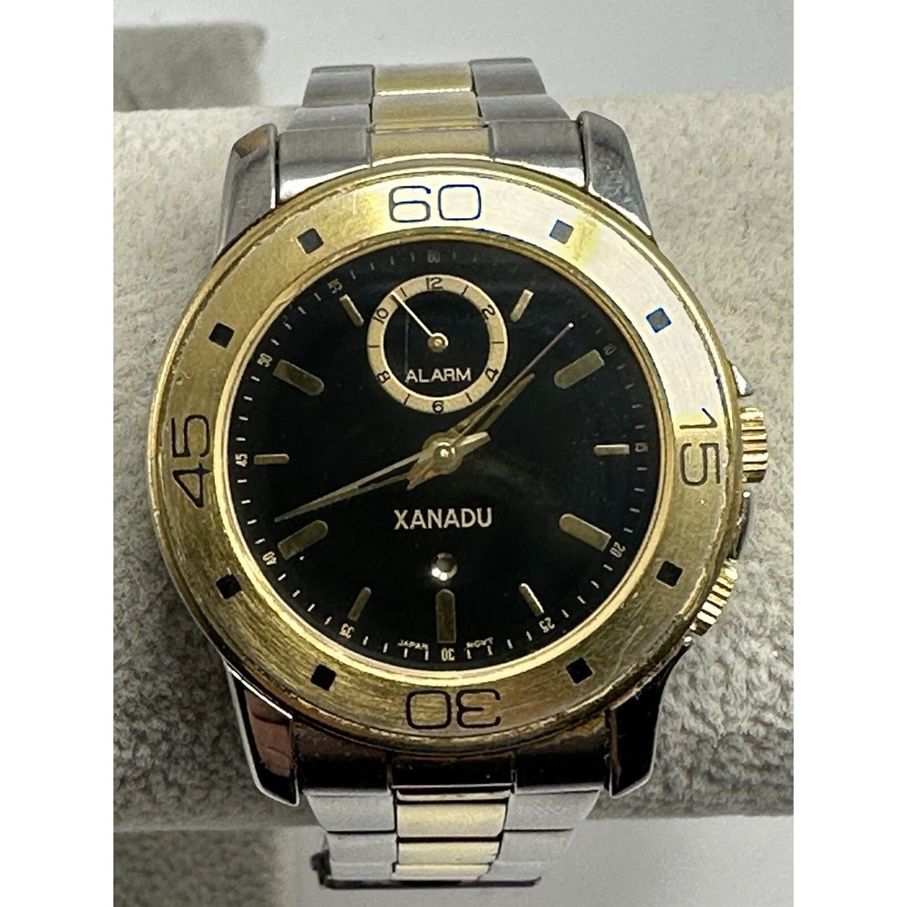Xanadu‎ Alarm Mens Watch New Battery 34MM 6.75" Two Tone D56